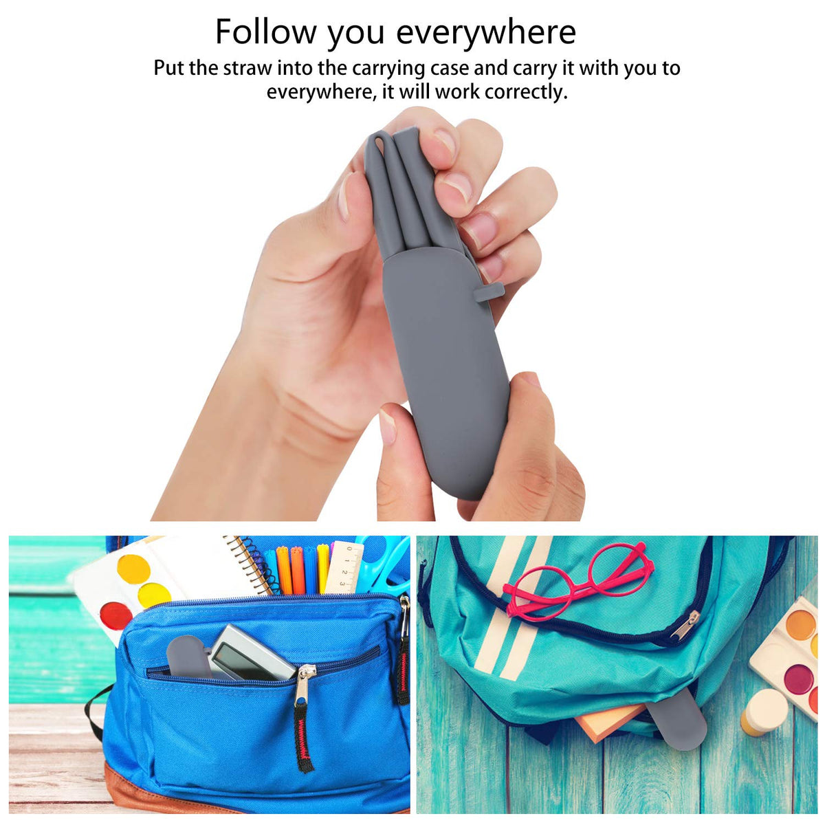Sunseeke carrying cases keep straws organized and easy to transport.