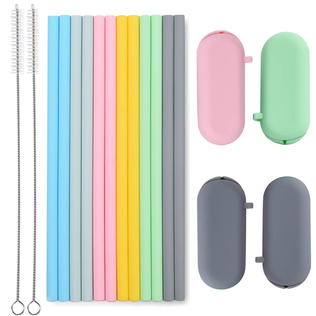 Sunseeke silicone straws 12-pack with cases provide odorless, safe sipping on the go.