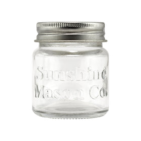 Sunshine Mason Co. embossed jar with label area for customization at events.