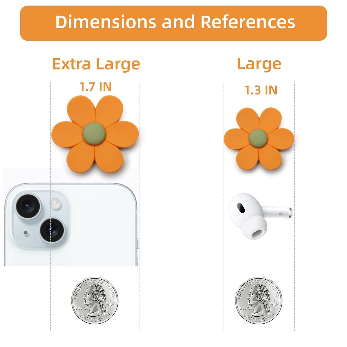 Sunurs colorful flower magnets on fridge securely holding photos.