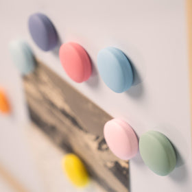 SUNURS magnets feature a flat back for a seamless look on refrigerators.