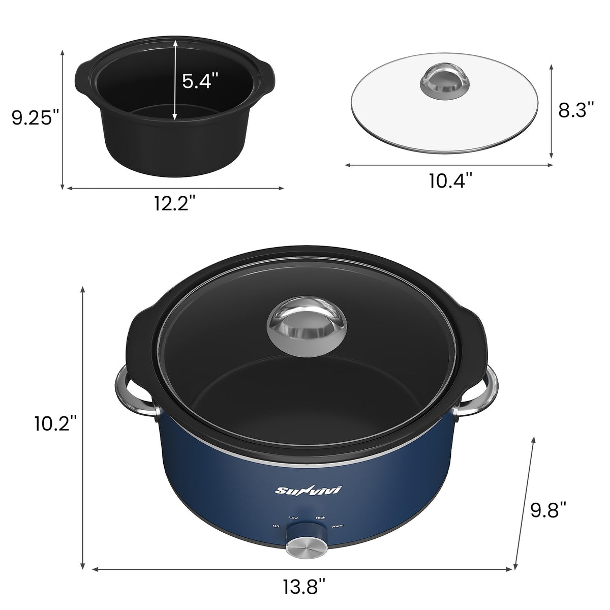 Sunvivi 2-4 serving crockpot supports intimate family meals or picnics.