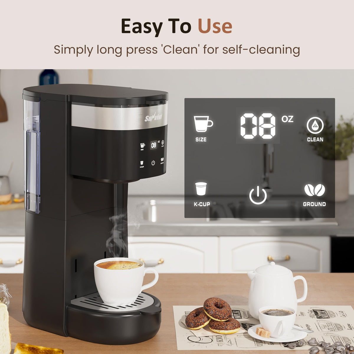 SUNVIVI 30oz reservoir with detachable tank for multiple brews