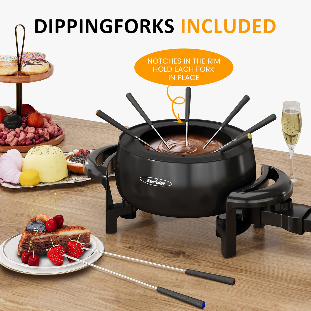 Sunvivi chocolate fondue melt demonstration with glossy chocolate.
