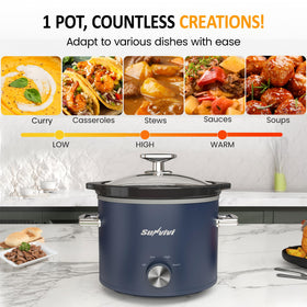 SUNVIVI compact slow cooker fits small kitchens for 2 4 servings