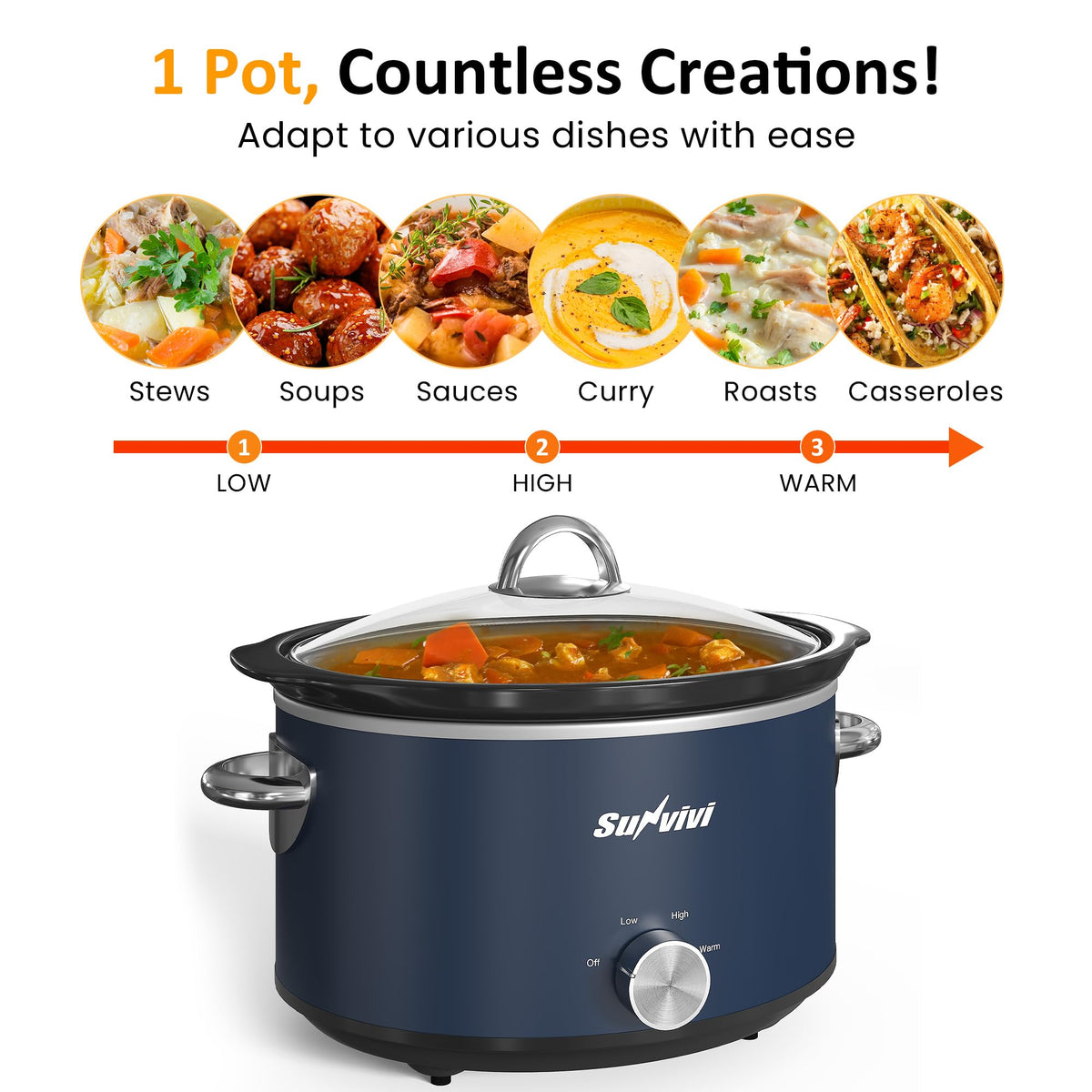 Sunvivi detachable ceramic pot is dishwasher safe for easy cleanup.