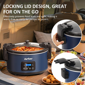 Sunvivi blue inner pot is dishwasher-safe for quick cleanup.