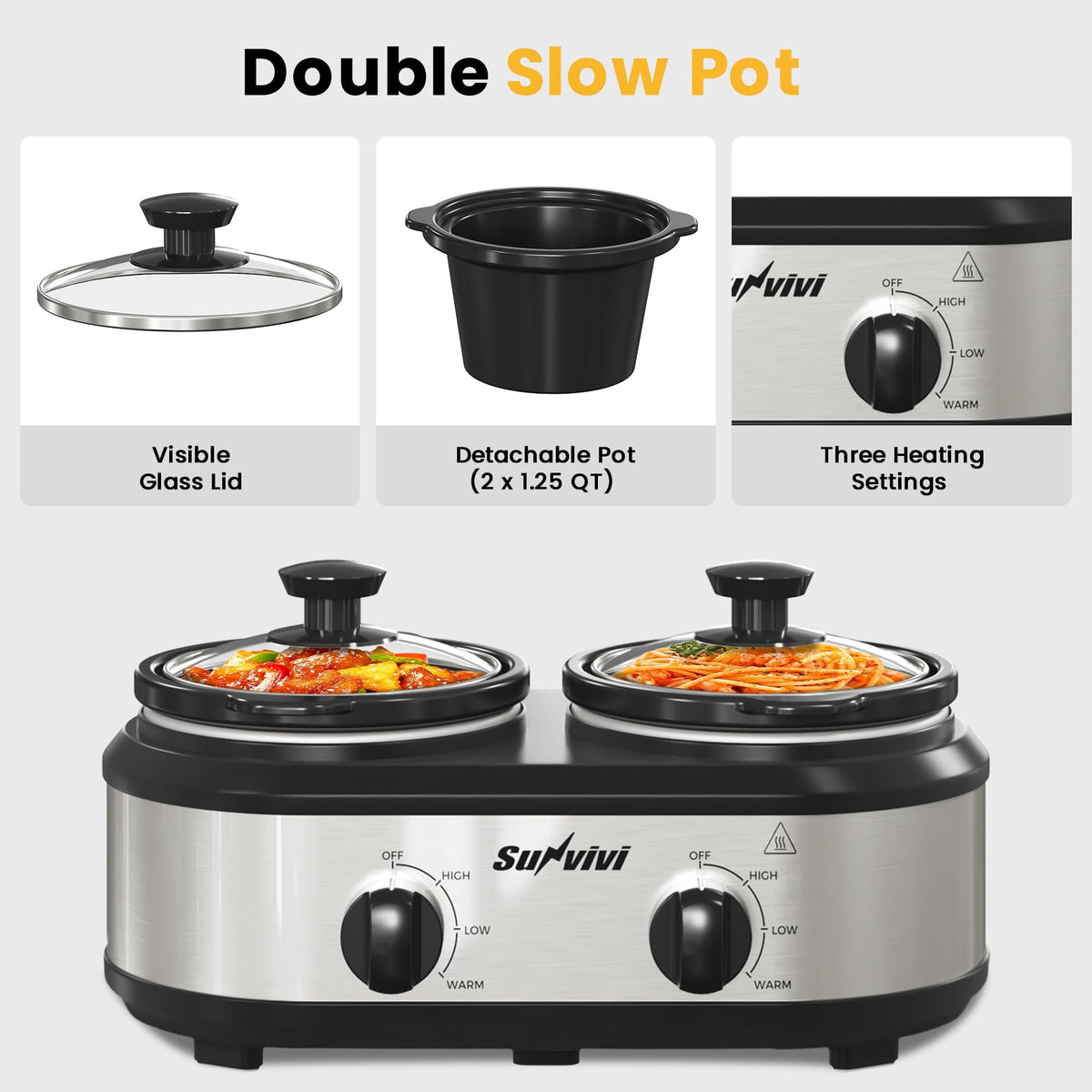 Sunvivi dual temperature control for high, low, and warm settings.