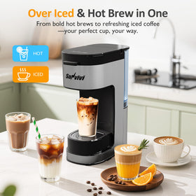 SUNVIVI hot coffee pour highlighting rich aroma and smooth taste.