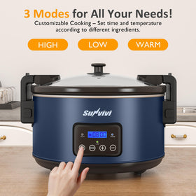 Sunvivi removable ceramic inner pot blue for easy cleaning.
