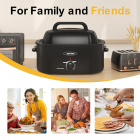 Sunvivi Roaster Oven Cool-Touch handles ensure safe handling.
