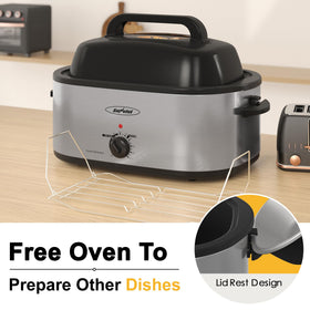 SUNVIVI roaster oven defrost and warm settings enable flexible meal timing.
