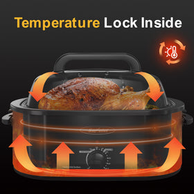 Sunvivi Roaster Oven defrost-warm feature speeds dinner prep.