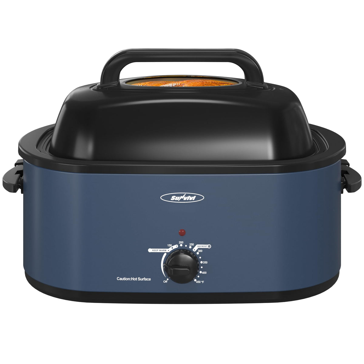 Sunvivi Roaster Oven with visible lid for easy monitoring of large meals.
