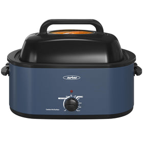 Sunvivi Roaster Oven with visible lid for easy monitoring of large meals.