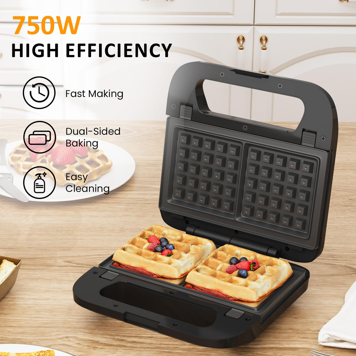 Sunvivi sandwich-maker cool-touch handle provides safe, comfortable handling.