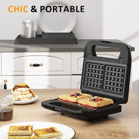 Sunvivi sandwich-maker non-stick plates ensure effortless food release and quick cleanup.