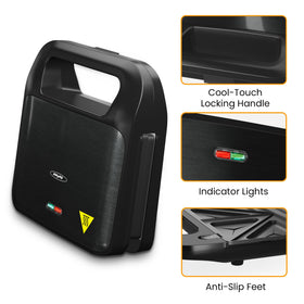 Sunvivi sandwich-maker indicator lights show when the unit is on and ready.