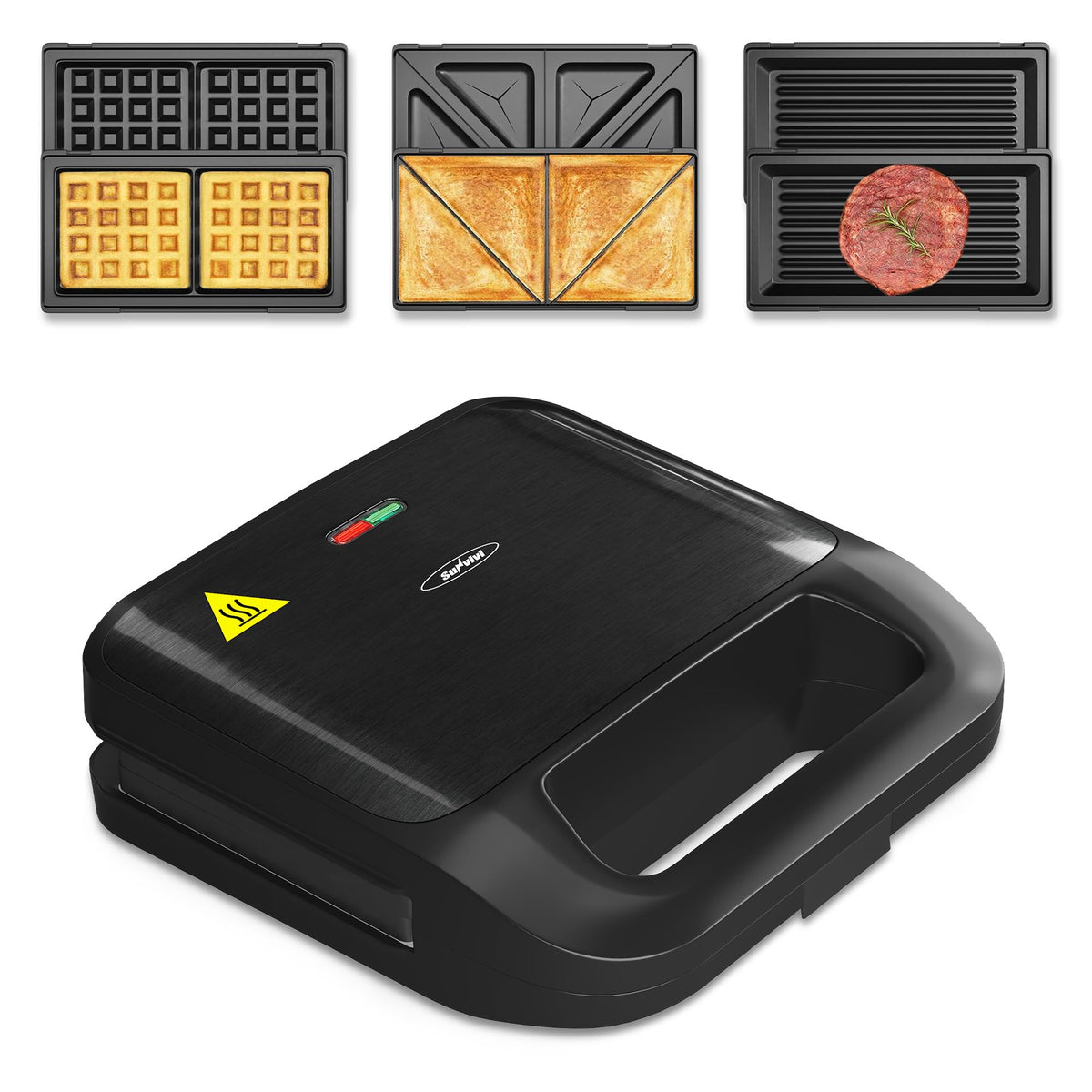 Sunvivi sandwich-maker waffle plate removable for crispy waffles and easy cleanup.