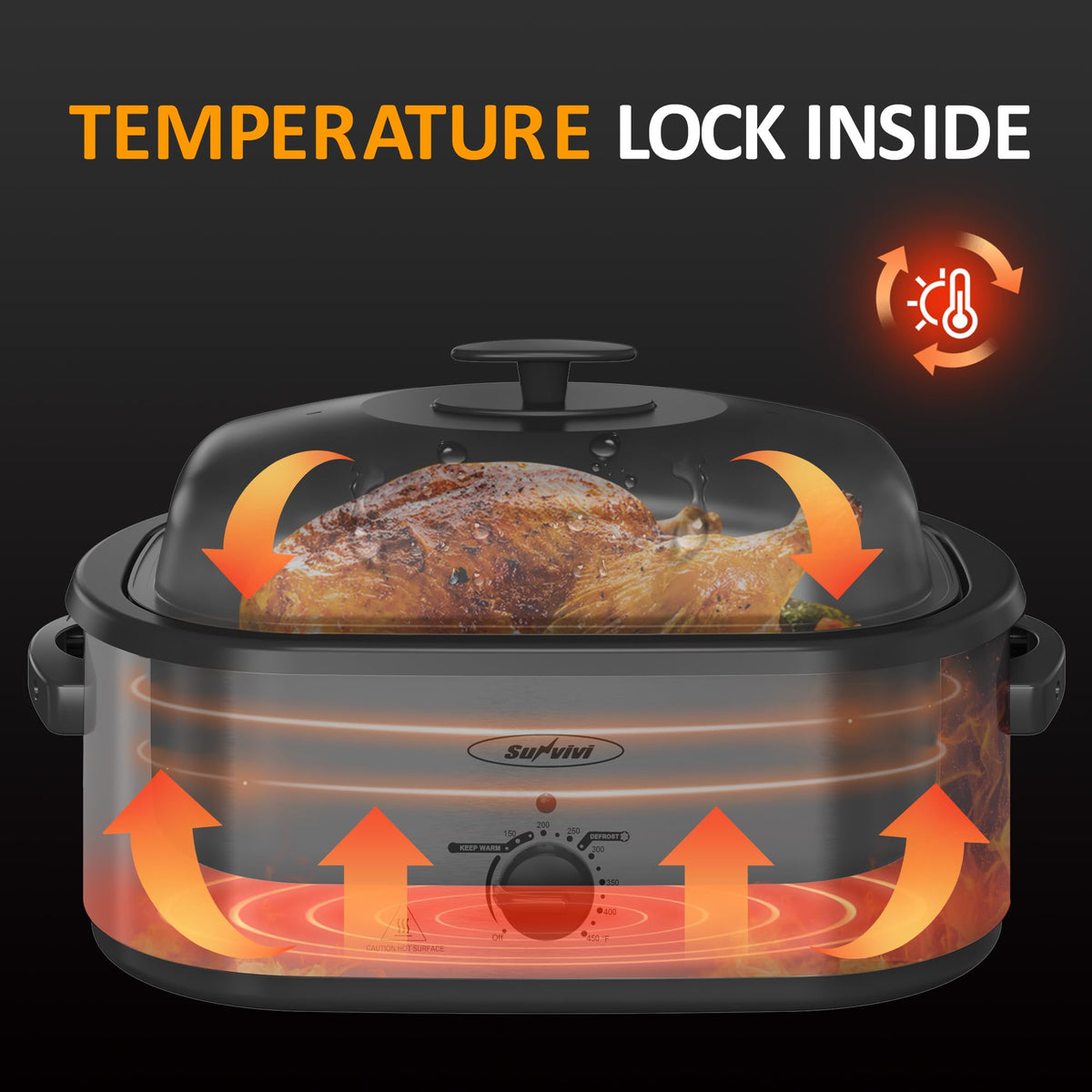 Sunvivi self-basting lid in action for moisture retention.