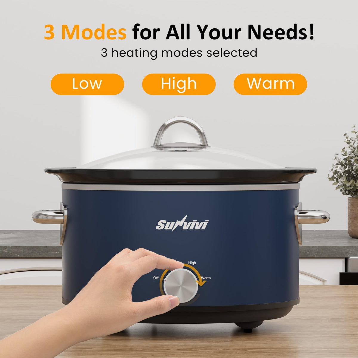 Sunvivi anti-slip base keeps the unit steady on countertops.