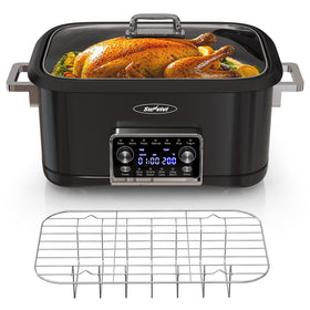 SUNVIVIPRO 12-in-1 slow cooker front view shows versatile meal prep for weeknights