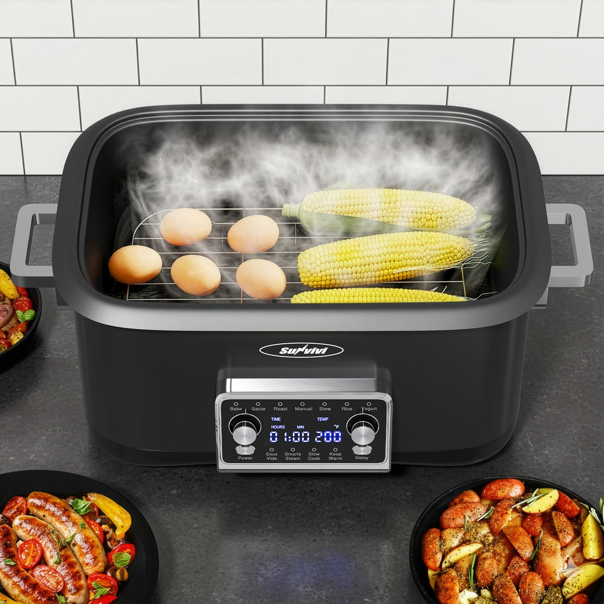 SUNVIVIPRO 8-qt inner pot supports large roasts and party dips