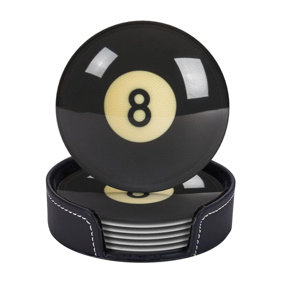 Sunwarshile round leather coaster with holder protects surfaces in style