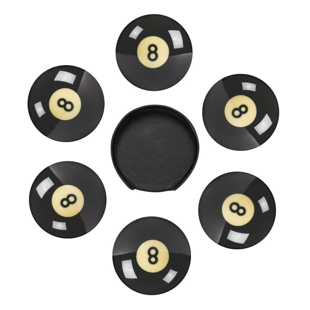 Sunwarshile six-coaster set displayed with holder for neat storage