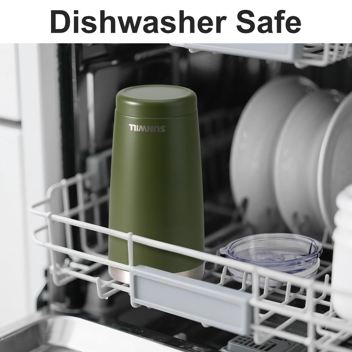 SUNWILL BPA-free Sliding Lid seals spills while sipping comfortably on the go.
