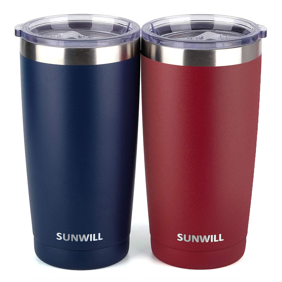 SUNWILL travel mug with lid demonstrates spill-free sipping on the go.