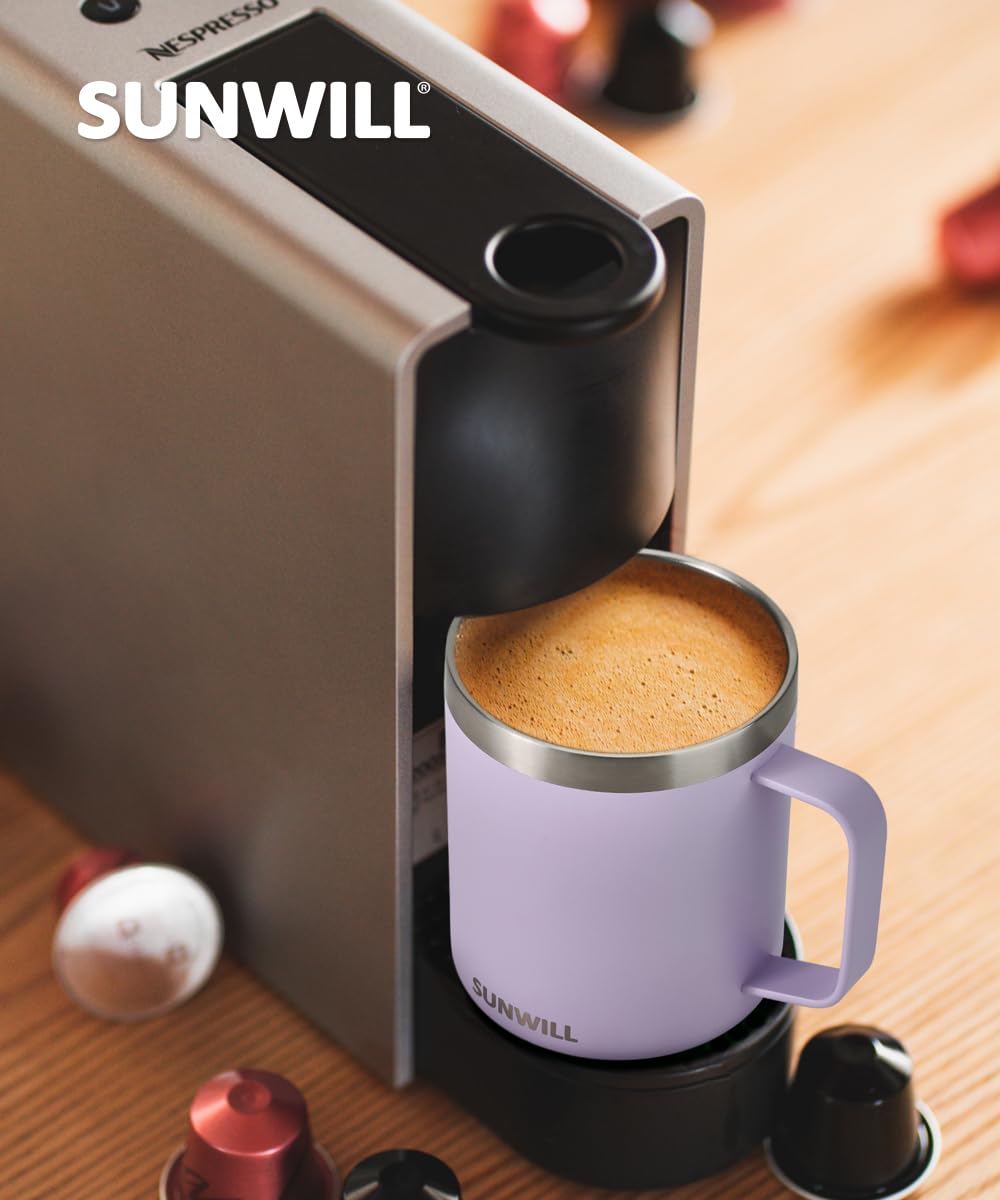 SUNWILL Travel Coffee Mug ideal for office and camping use.