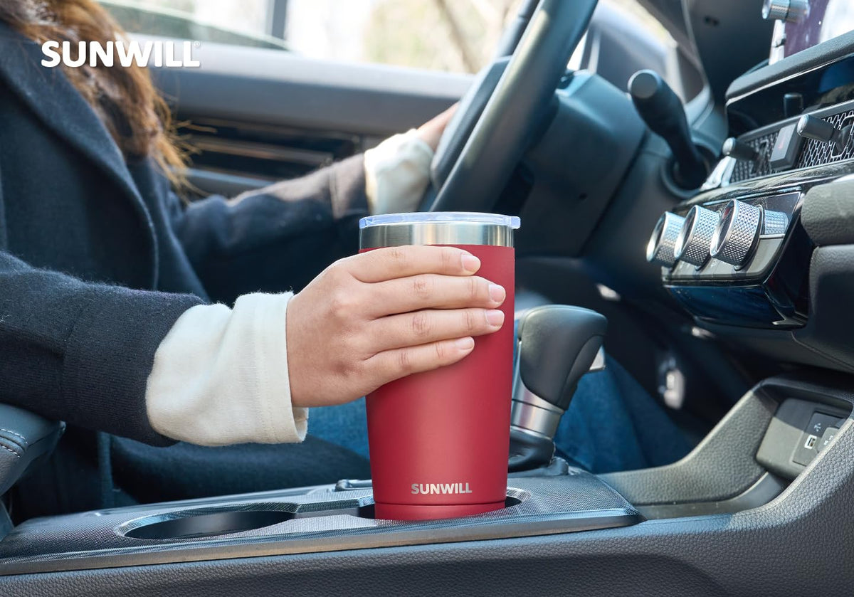 Sunwill Travel Coffee Tumbler 20oz insulation: keeps drinks hot or cold longer.