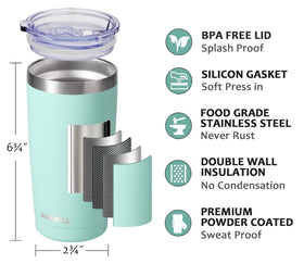 SUNWILL Travel Coffee Tumbler lid open showing convenient sipping