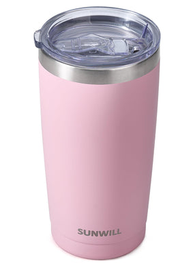 SUNWILL Travel Coffee Tumbler 20 oz with sakura coating for hot or cold drinks on the go