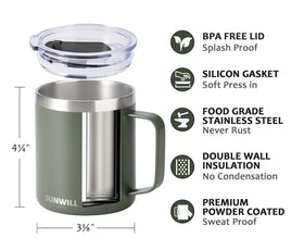 SUNWILL 14 oz insulated mug for hot or iced drinks