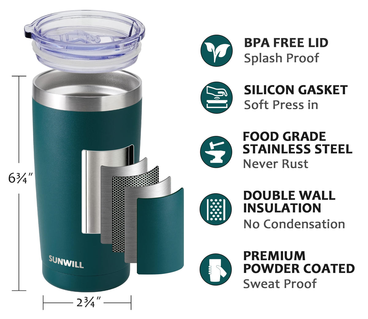 SUNWILL Travel Mug plum 20oz insulated for long-lasting temperature control.