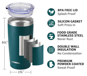 SUNWILL Travel Mug plum 20oz insulated for long-lasting temperature control.