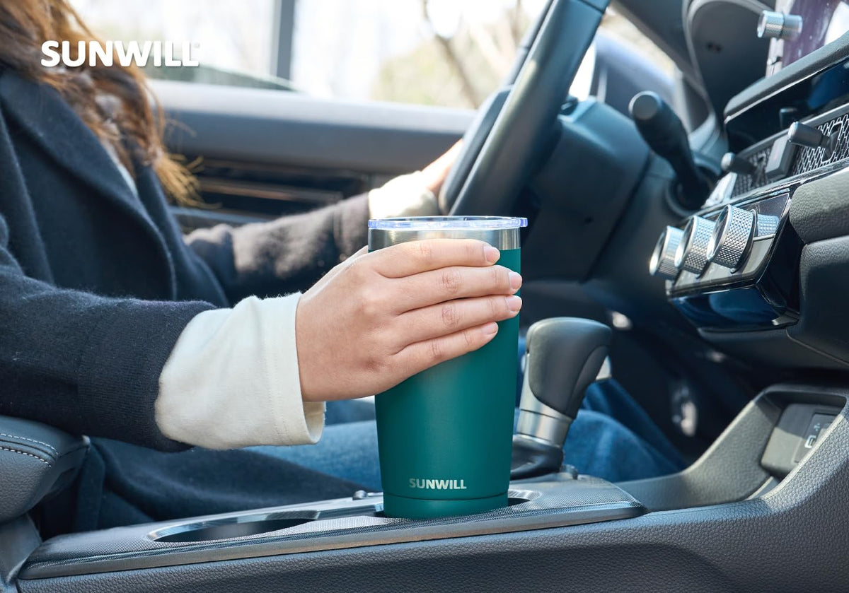 SUNWILL Travel Mug powder-coated finish resists scratches and fading.