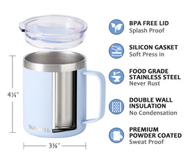 Sunwill travel tumbler 14oz with handle for easy transport at office or outdoors