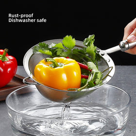 Sunwukin strainer with hanging loop design for easy storage