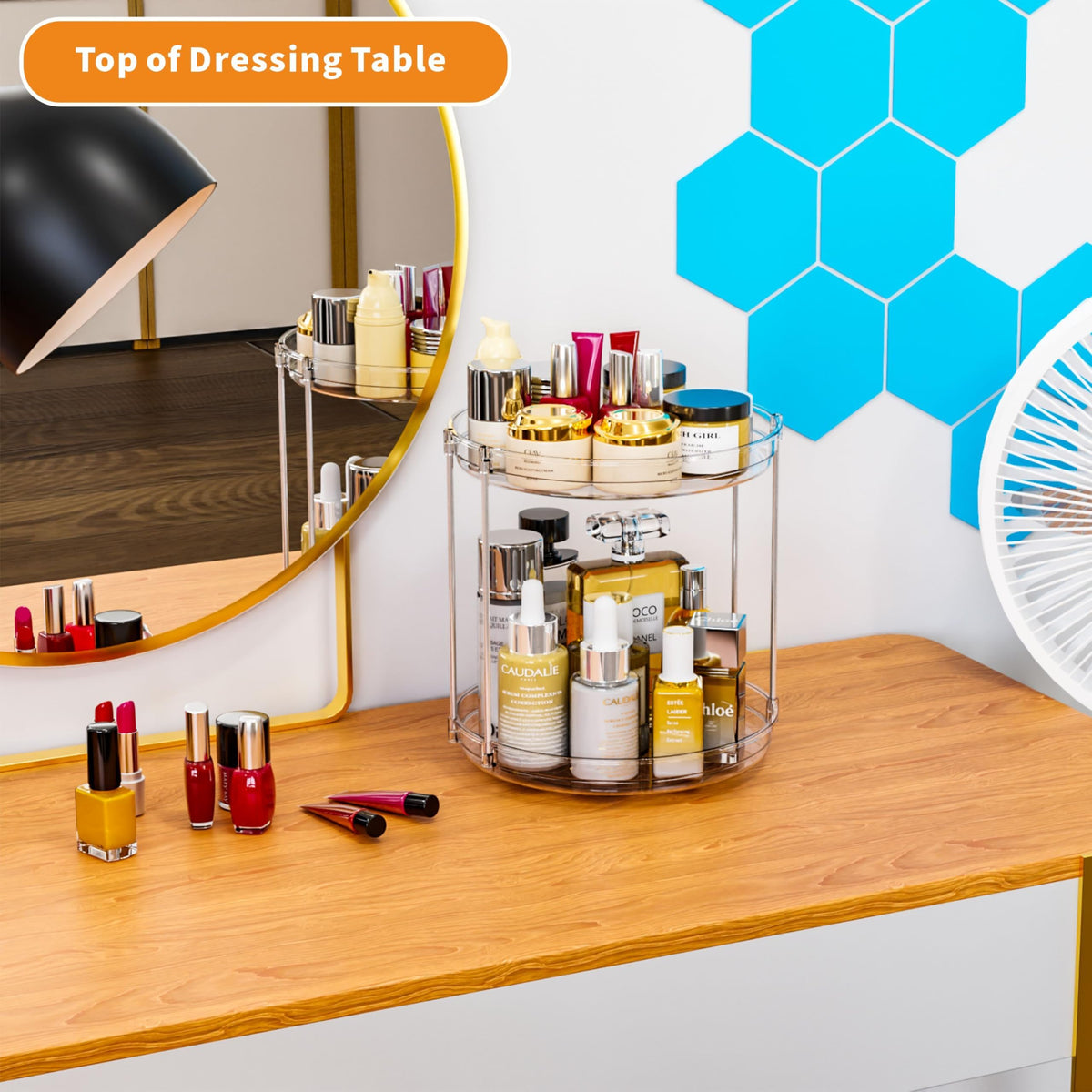 SuoXing lazy susan pill container keeps daily vitamins accessible.
