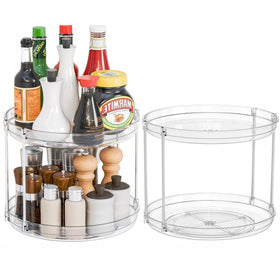 SuoXing 2-Pack Lazy Susan turntable in cabinet for easy spice access.