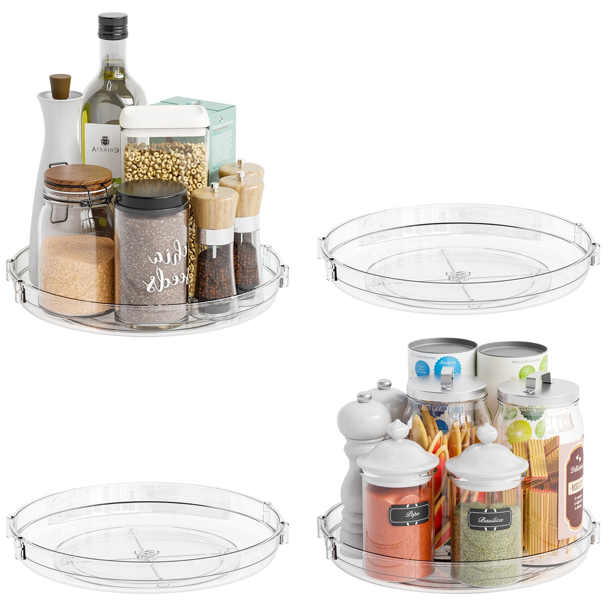 SuoXing 4-pack rotating lazy susan assembly for easy cabinet access.