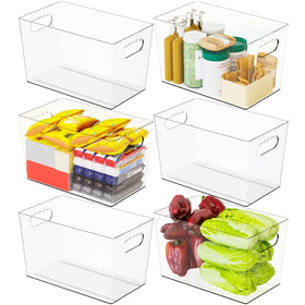 SuoXing 11-inch clear bin with handle for pantry organization and easy access
