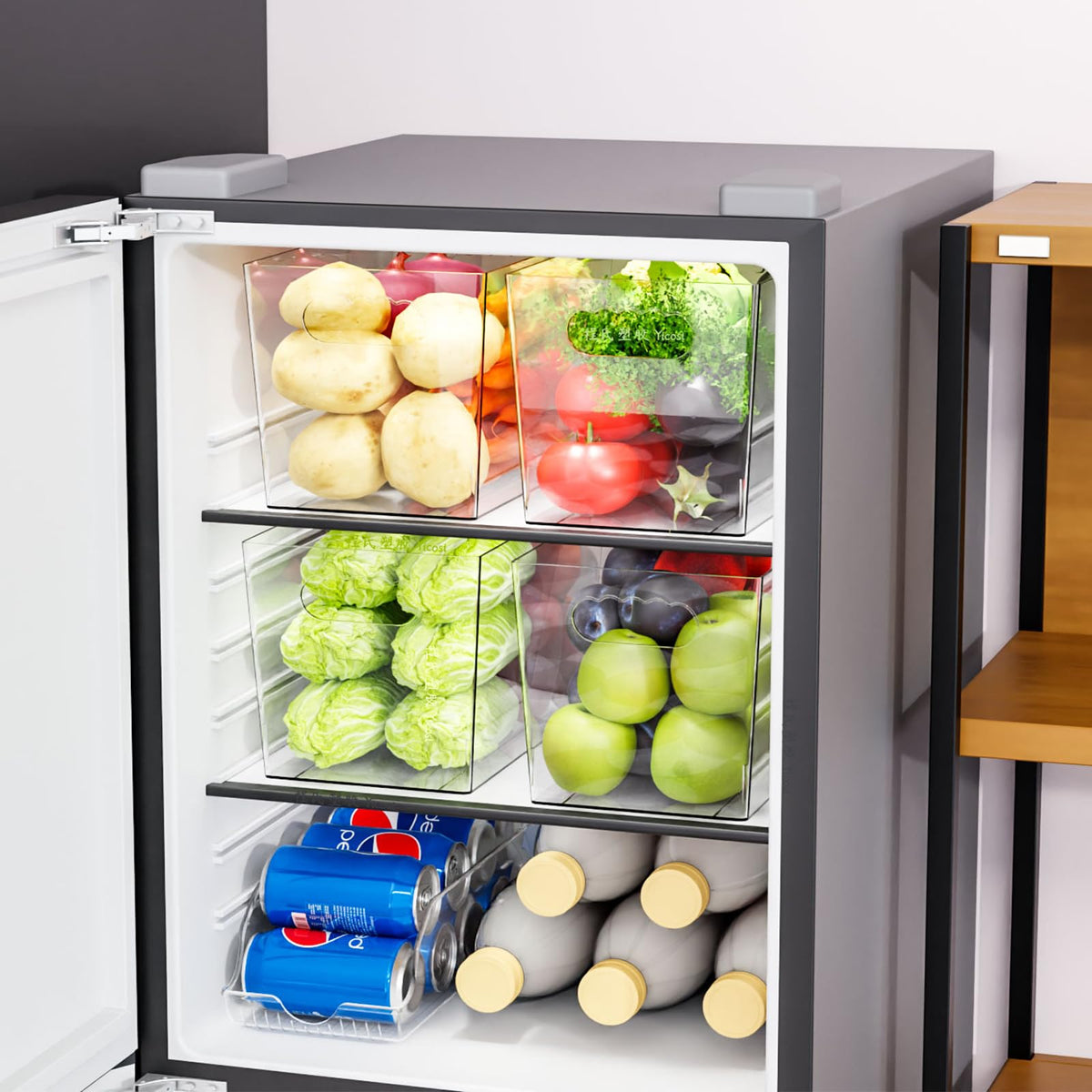 SuoXing multi-purpose bin for fridge and pantry organization