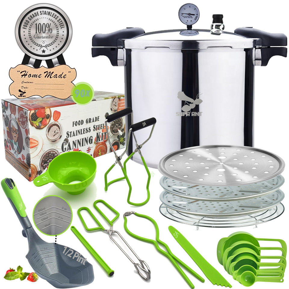 Supa Ant 23 Qt pressure canner with lid and gauge for safe large-batch canning