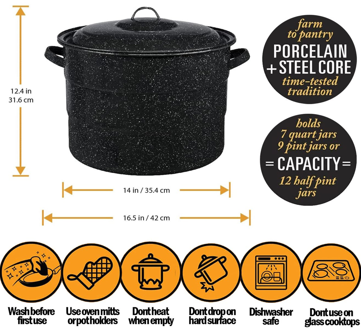 Supa Ant steelcore porcelain pot free of PFOA and PTFE chemicals.