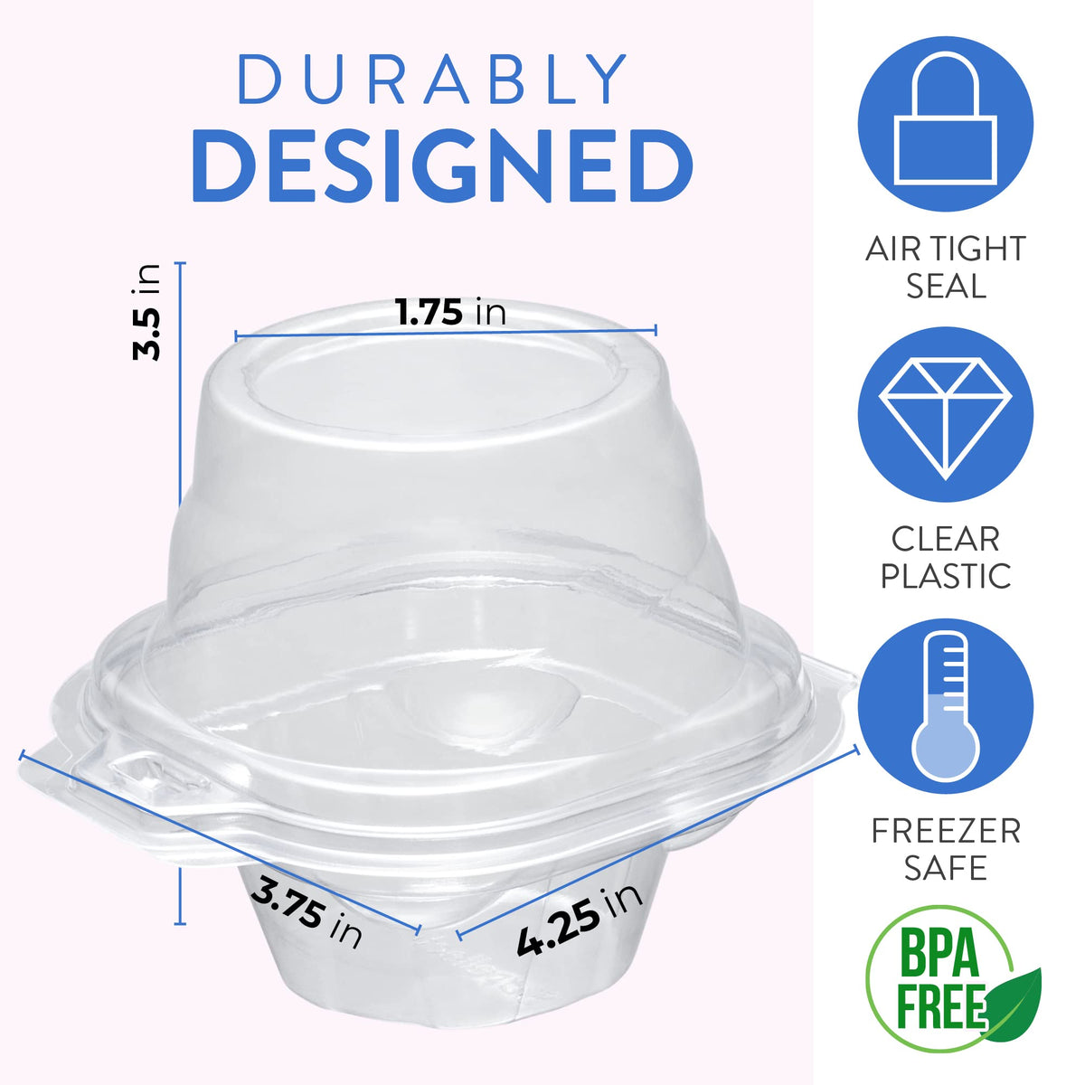 Supellectilem BPA-free plastic cupcake box with crystal-clear visibility for tempting displays.