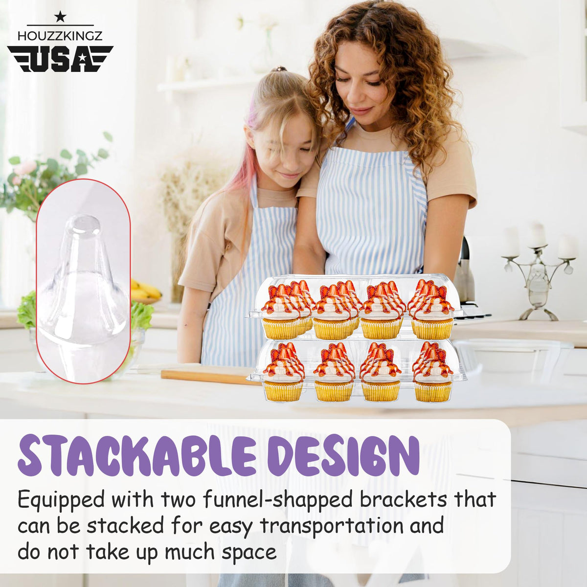 Supellectilem freezer-safe design protects cupcakes in cold storage.